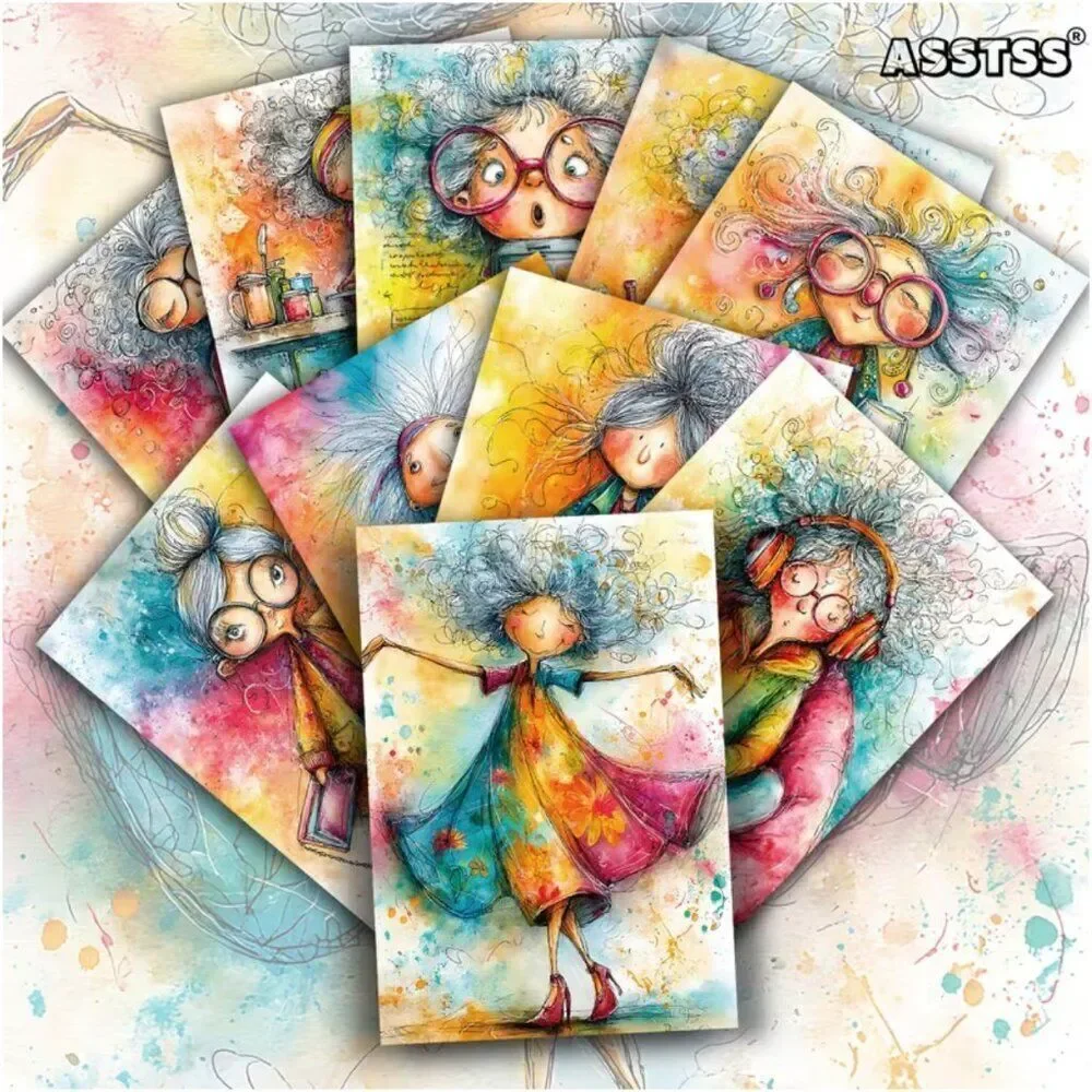NWT 20pc Quirky Fun Granny Postcard Set Mixed Media Junk Journal Art